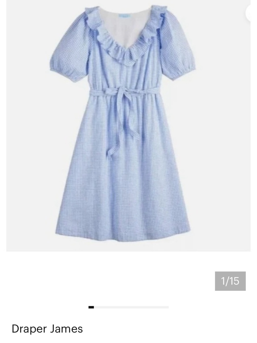 NWT Draper James Light Blue Gingham Ruffle Midi Dress